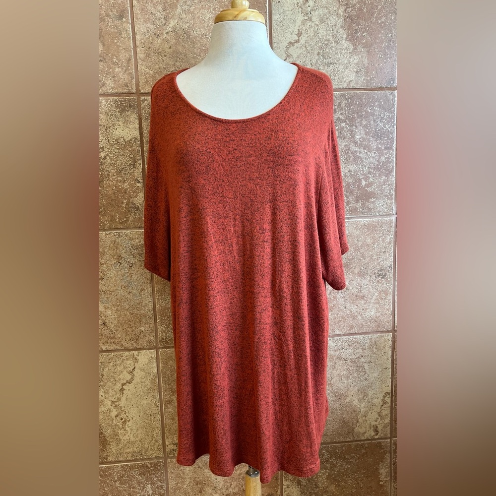 Ayven Grace Rust & Black Knit Short Sleeve Sweater Size L Large